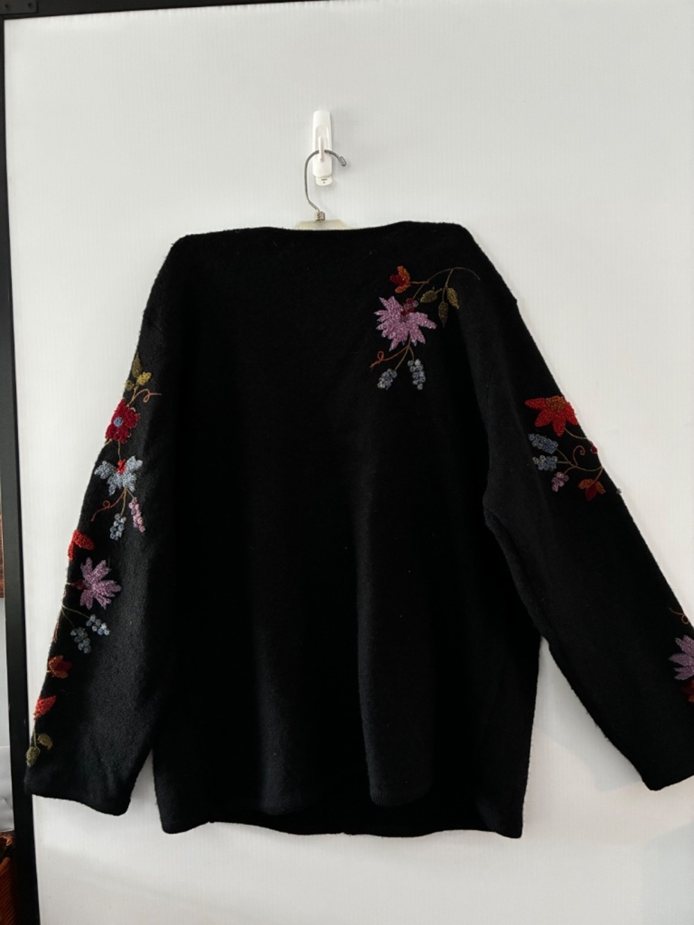 Talbots black wool full zip floral sweater XL women - Picture 2 of 5
